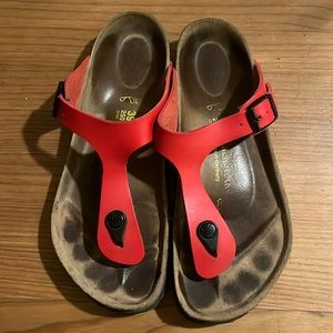 Red Gizeh Birkenstocks sandals, size 39